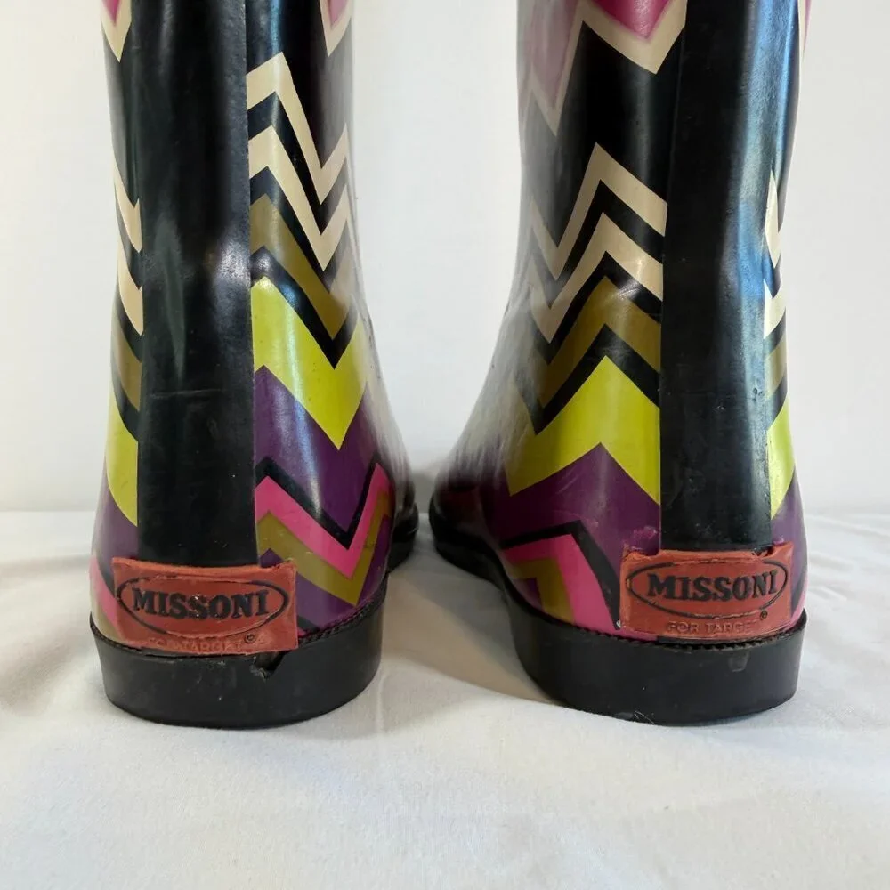 Girls MISSONI Chevron ZigZag Rubber Rain Boots Wellies Sz 3